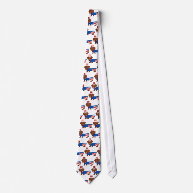 Cravate Dachshund en costume d'Oncle Sam (Devant)