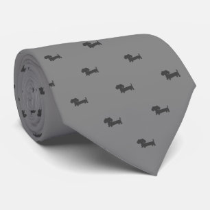 Cravate Dachshund Papa Necktie Grey Black Doxie Papa Crava