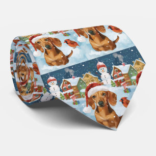 Cravate Dachshund Winter Wonderland Christmas Joy