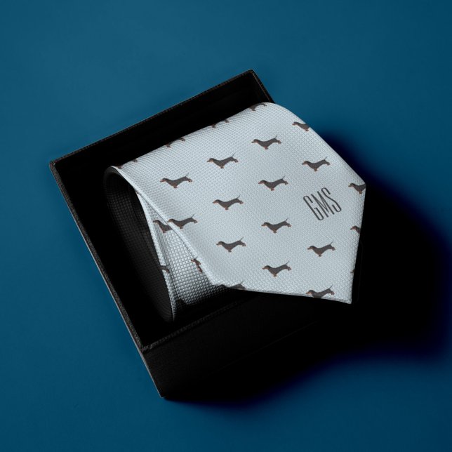 Cravate Dachshunds Chiens Motif Monogramme (Créateur téléchargé)