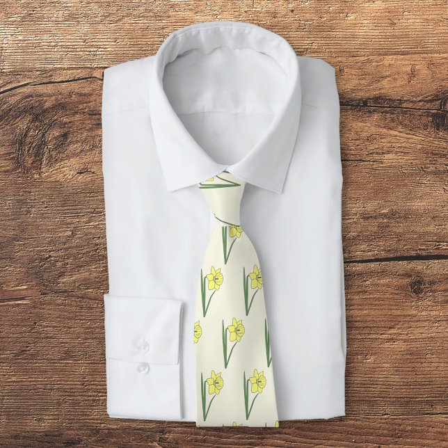 Cravate Daffodile botanique Pastel Flower (Botanical Daffodil Neck Tie)