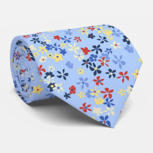 Cravate Daisy Dot Floral Ciel bleu à deux côtés imprimé