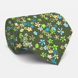 Cravate Daisy Dot Floral Olive Imprimé recto verso