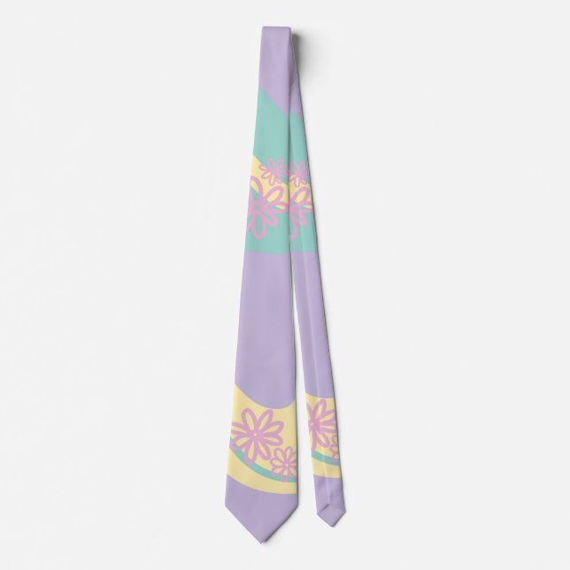 Cravate Daisy Groove Pastel Rose, Jaune, Violet & Vert (Devant)