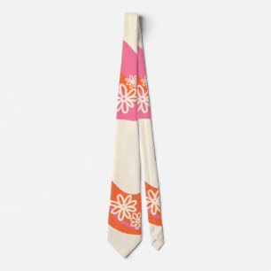 Cravate Daisy Groove - Rose, orange et crème