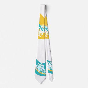Cravate Daisy Groove - Turquoise et jaune