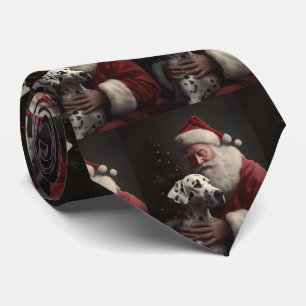 Cravate Dalmatien avec le Père Noël Festif de Noël