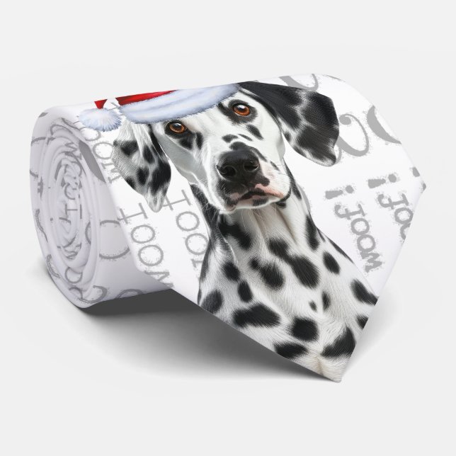 Cravate Dalmatien drôle de Noël Amateur de chiens (Roulé)