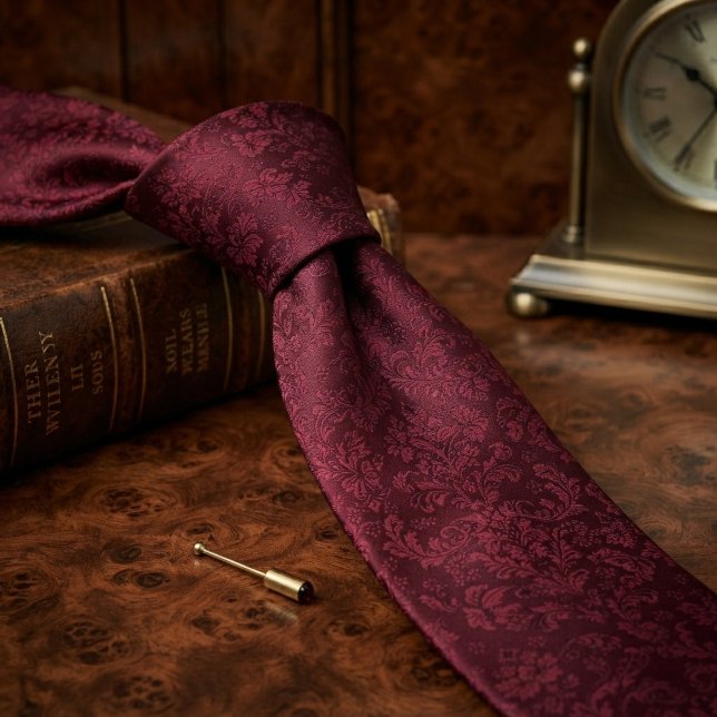 Cravate Damassé jacquard tonal burgundy (Créateur téléchargé)