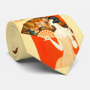 Cravate dame art déco avec imprimé éventail