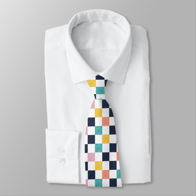 Cravate Damier aquarelle moderne  (Attaché)