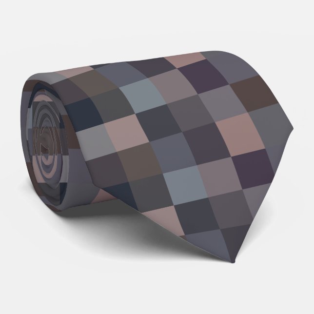 Cravate Damier de couleur grise (Roulé)