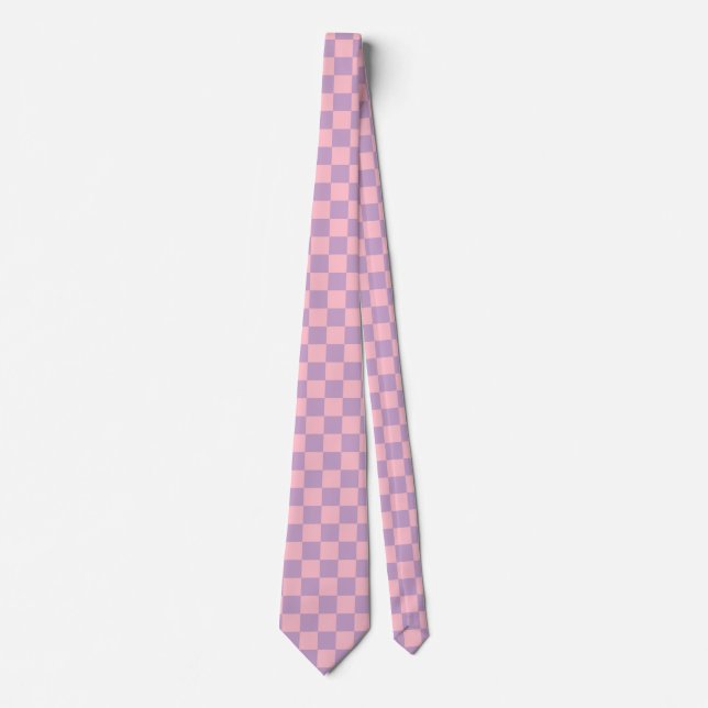 Cravate Damier lilas et rose (Devant)