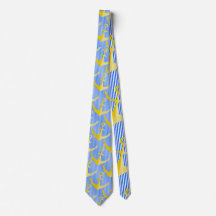 Cravate d'ancre jaune motif nautique