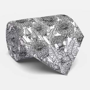 Cravate Dandelions, noir et blanc