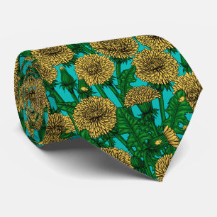 Cravate Dandelions sur turquoise