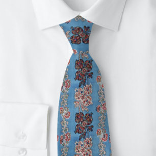 Cravate d'Angleterre Floral Bleu Strial