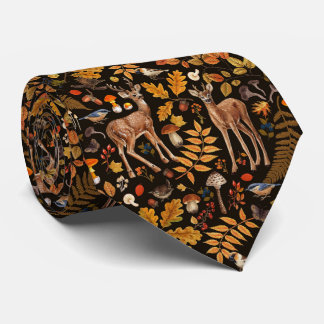 Cravate Dans les bois / Cerf d'automne sur noir