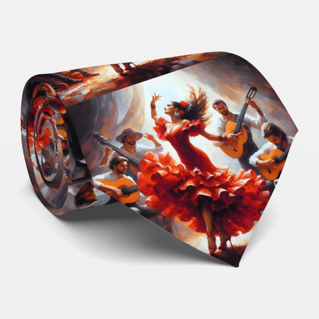Cravate Danseuse de flamenco Groupe de musique espagnole  (Roulé)