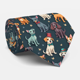Cravate Dapper Dogs in Bow Ties and Top Hats Pattern 