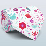 Cravate d'aquarelle florale<br><div class="desc">Aquarelle botanique moderne de fleurs sauvages bleu aqua, rose et violet sur un arrière - plan blanc.</div>