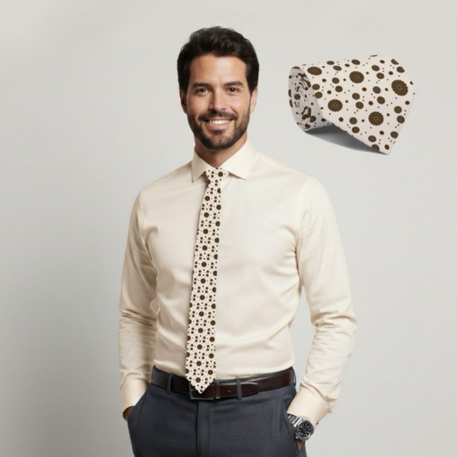 Cravate Dark Brown Micro Floral Beige Tie (Créateur téléchargé)