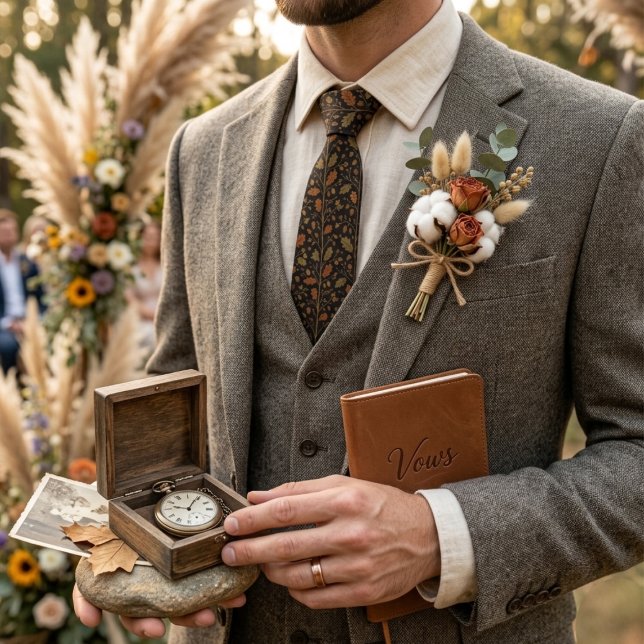 Cravate Dark Brown Oak Leaf Damask (Créateur téléchargé)