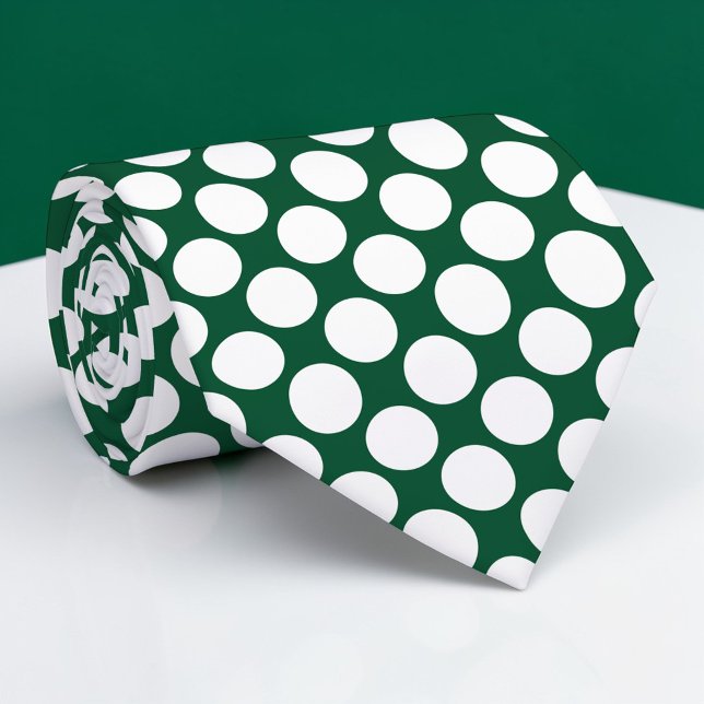 Cravate Dark Green Jumbo Polka Dots Custom Necktie (Créateur téléchargé)