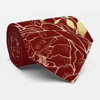 Dark Red & Faux Gold Peony Modern Floral Wedding
