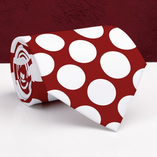 Cravate Dark Red Jumbo Polka Dots Custom Necktie (Créateur téléchargé)