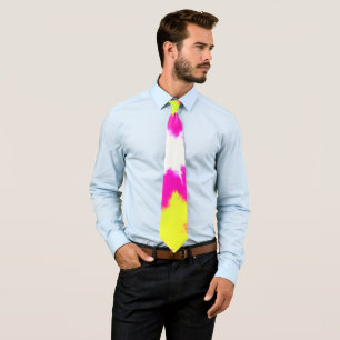 Cravate Dazzle Rose Moderne Vert Jaune Tie Dye