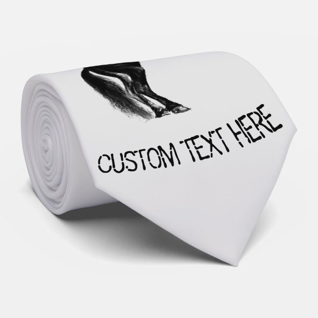 Cravate de Cheval sauvage noir droit Texte personn (Roulé)