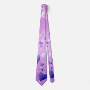 Cravate de coeur mauve