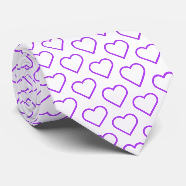 Cravate de coeur violet - Choisissez vos couleurs (Roulé)