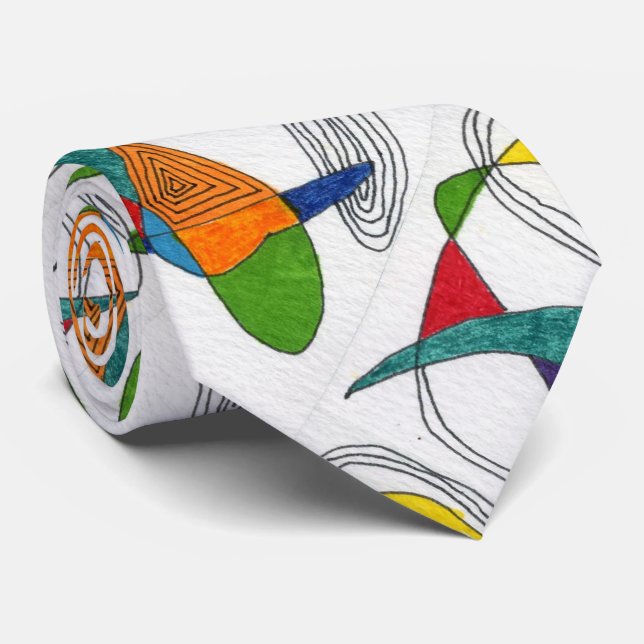 cravate de conception abstraite "Boomerangs" (Roulé)