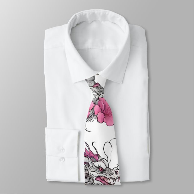 Cravate de dragon de fleurs (Attaché)