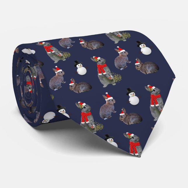 Cravate de fête de Noël Kits (Marine) (Roulé)
