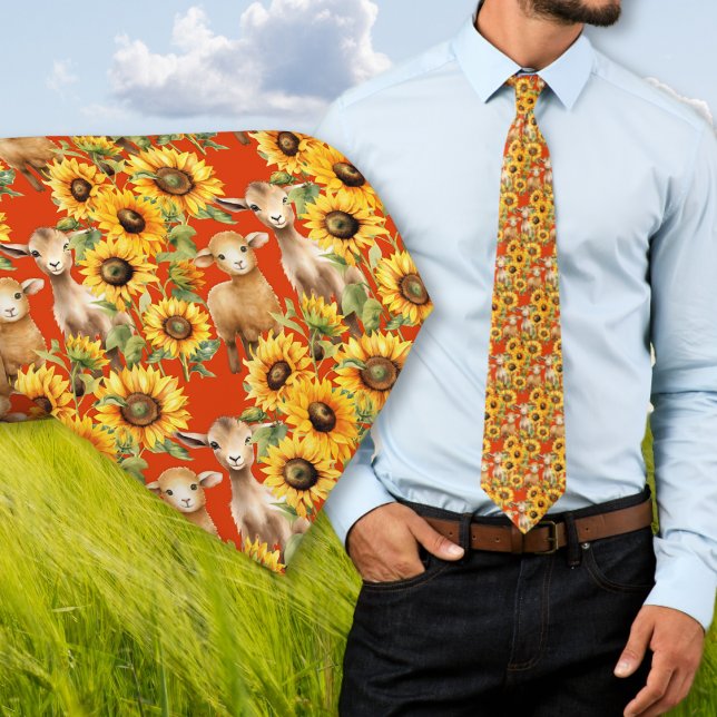 Cravate De Fleurs De Soleil Avec Animaux De Ferme (Créateur téléchargé)