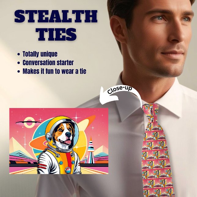 Cravate de furtivité rose Beagle Astro Retro (Créateur téléchargé)