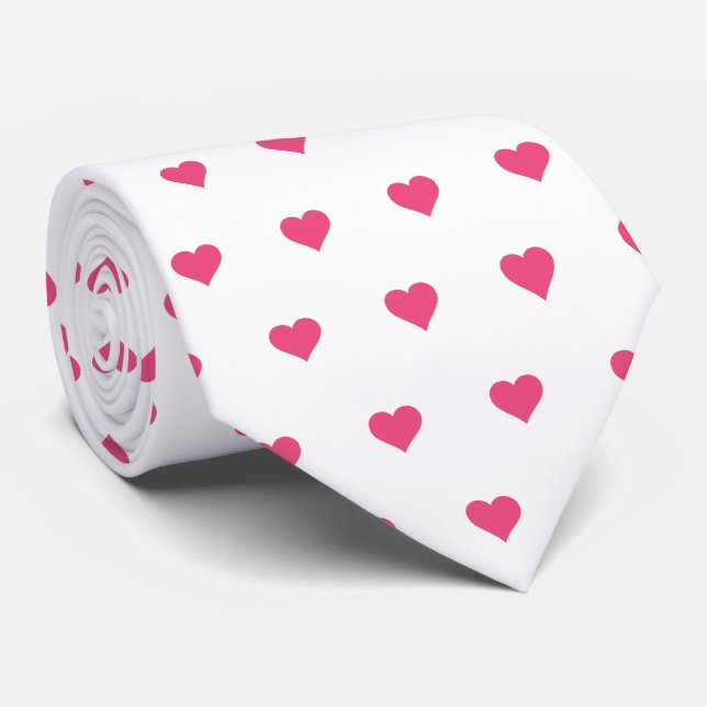 Cravate de Glam White et Rose Hearts (Roulé)