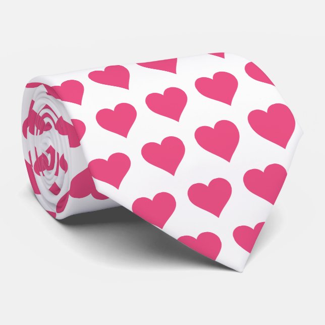 Cravate de Glam White et Rose Hearts (Roulé)