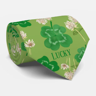 Cravate de la Saint-Patrick Green Lucky Clover