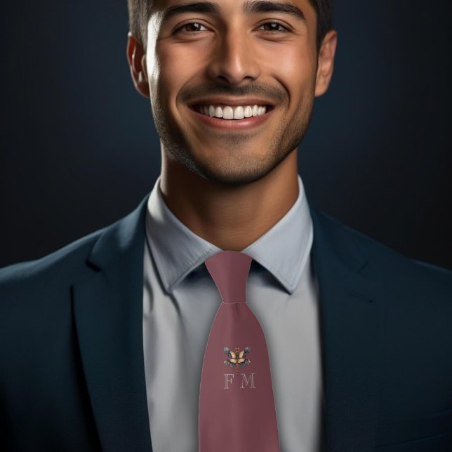 Cravate de libellule monogramme élégant (Créateur téléchargé)