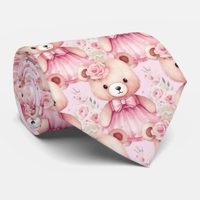 Cravate de l'ours en peluche rose (Roulé)