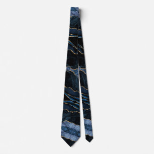 Cravate de luxe agate bleu marine or scintillant o