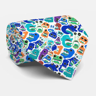 Cravate De mignons monstres colorés affrontent le Coque-Ma