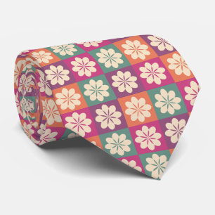 Cravate de modèle floral géométrique rétro