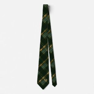Cravate de monogramme doré vert Noël