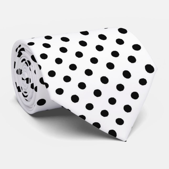 Cravate de motif à pois noir blanc (Roulé)