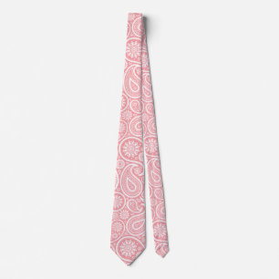 Cravate de Motif blanc et rose Vintage Paisley